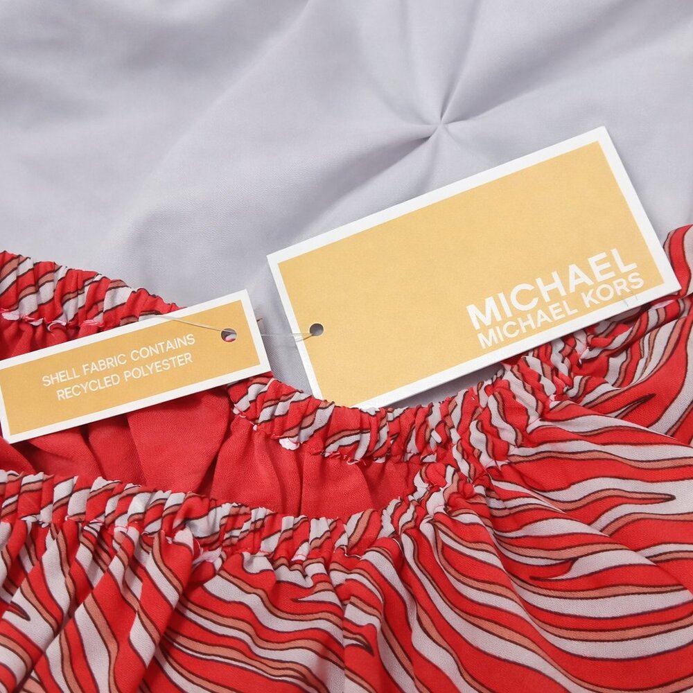 Michael Michael Kors Zebra Print Off Shoulder Blouse NWT Red White Resort S - Picture 9 of 10